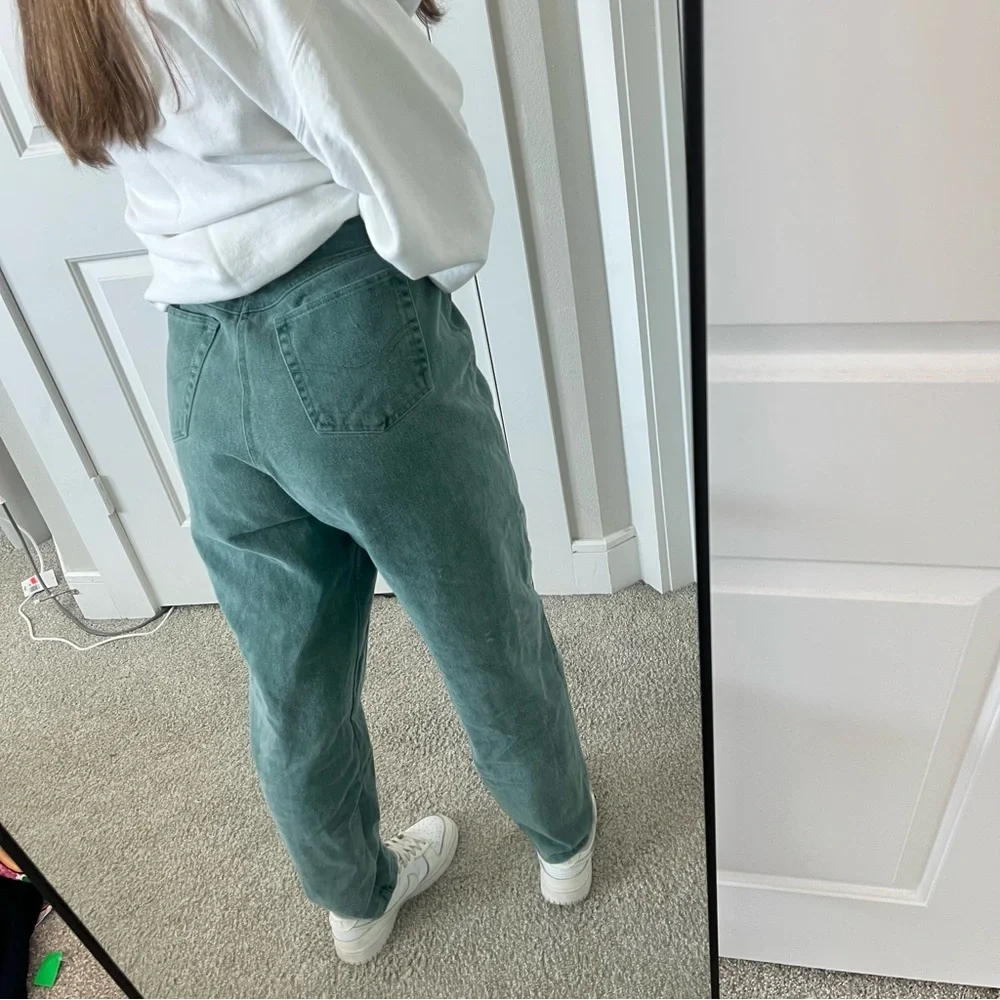 NO EXCUSES Vintage Green Mom Jeans Boyfriend sz. L - Picture 7 of 13